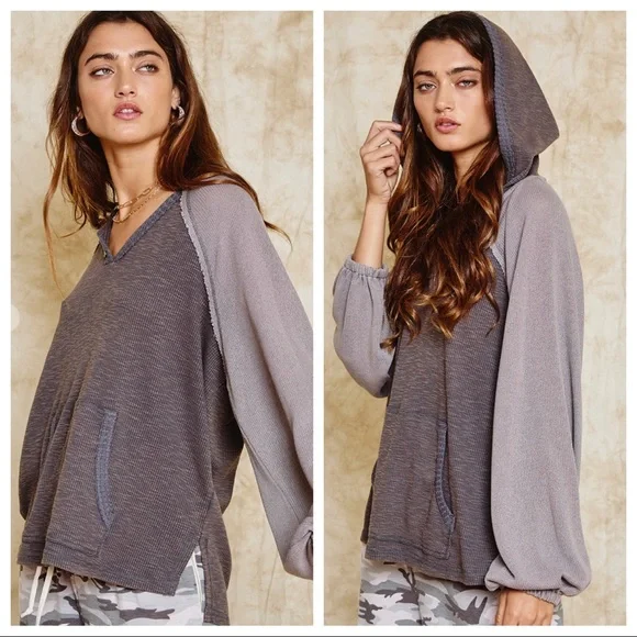 #19 Stylish Fabulous Stone Washed Ribbed Hoodie - Picture 2 of 6